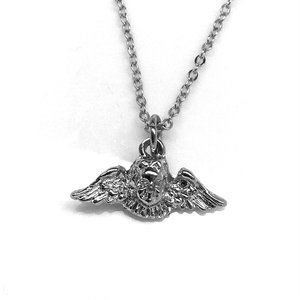 Miniature Cherub Angel Wings Tatoo Angel Head with wings Charm Necklace